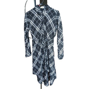 Love Notes Black Plaid Button Down Shirt Dress Medium